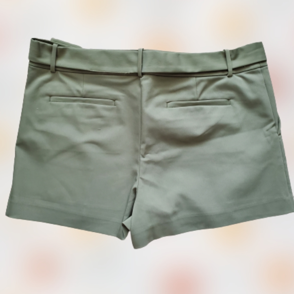 LOFT tie waist tailored mid rise shorts, 40", green - Picture 4 of 8